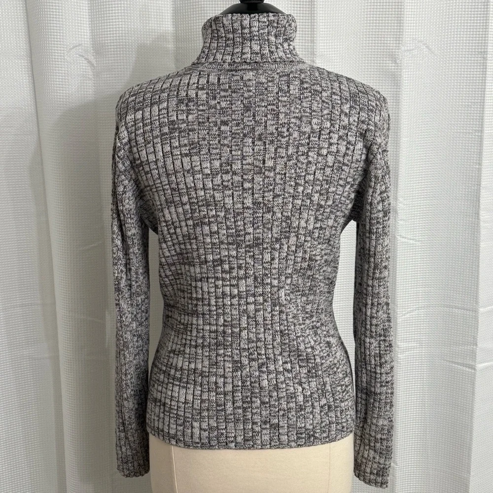 High Sierra Women's Long Sleeve Cable Knit Turtleneck Sweater, Brown/White, Sz L - Picture 5 of 5